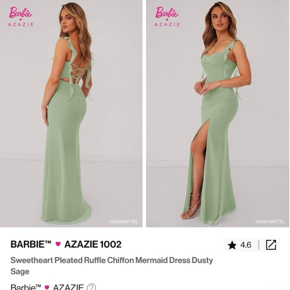 Azazie Dusty Sage Backless Ruffle Chiffon Dress - Picture 2 of 4